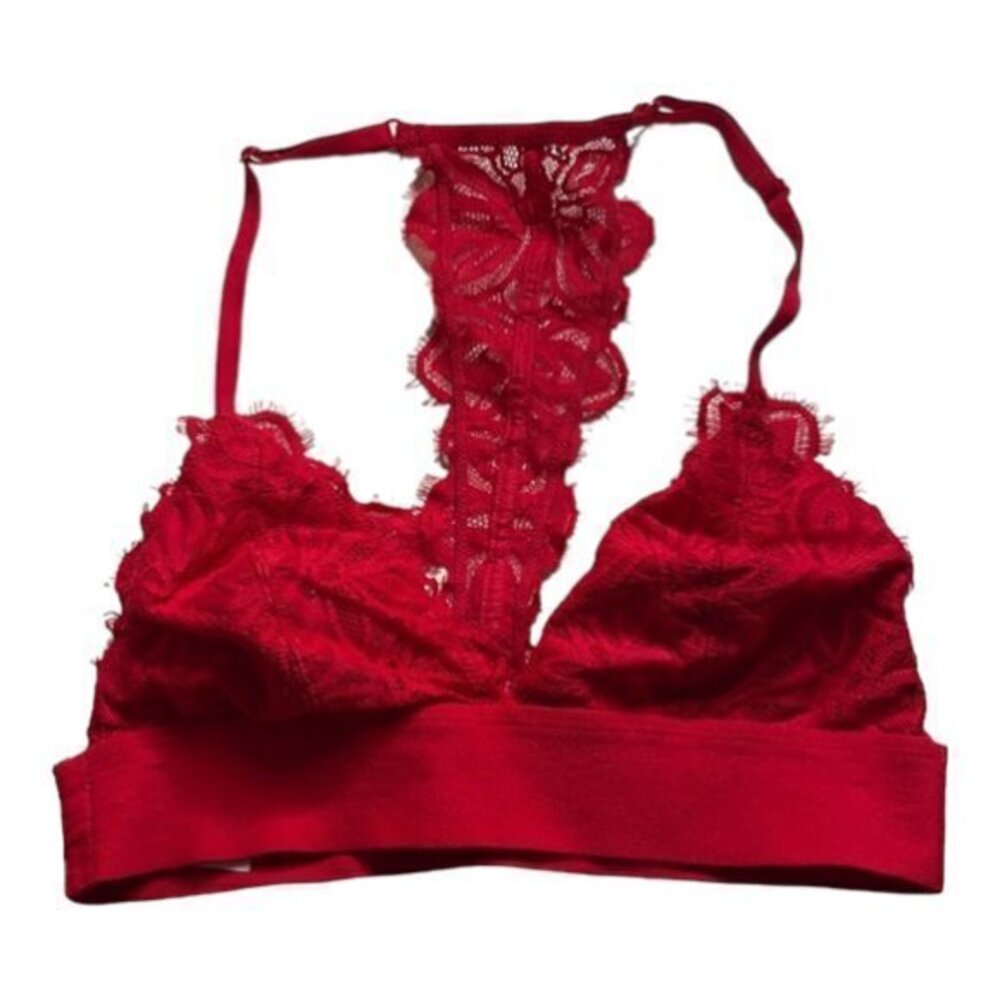 PINK Victoria's Secret Red Lace Racerback Bra Size Small GUC